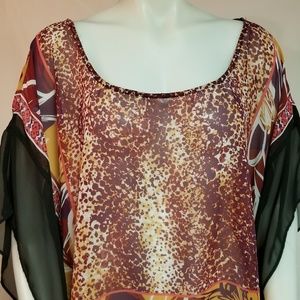 Ashley Stewart Sz 22/24 Multicolored Sheer Poncho